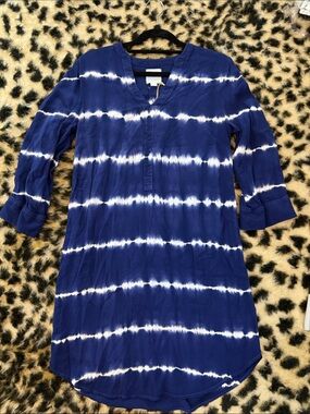 Sunday Blue & White Tie-Dye swimsuit cover up Dress